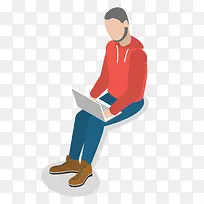 坐着看笔记本电脑的商务人士-空若网 坐着看笔记本电脑的商务人士-空若网