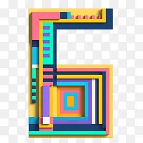 创意扁平科技数字6-空若网 创意扁平科技数字6-空若网