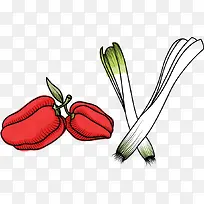 大葱辣椒PNG矢量素材-空若网 大葱辣椒PNG矢量素材-空若网