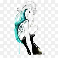 水彩创意人像手绘-空若网 水彩创意人像手绘-空若网