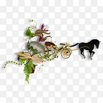 创意合成马车树枝-空若网 创意合成马车树枝-空若网