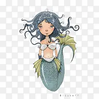 欧美风创意插画美人鱼-空若网 欧美风创意插画美人鱼-空若网