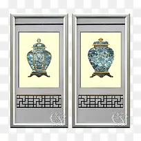 中式青花瓷瓶长方形装饰画-空若网 中式青花瓷瓶长方形装饰画-空若网