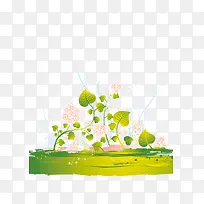 小清新绿色开花藤蔓植物矢量素材-空若网 小清新绿色开花藤蔓植物矢量素材-空若网