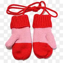 红色简约挂脖毛线手套-空若网 红色简约挂脖毛线手套-空若网