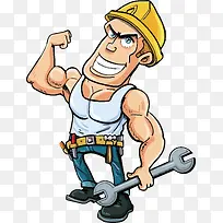 强壮的装修工人矢量图-空若网 强壮的装修工人矢量图-空若网