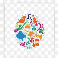 音乐元素 椭圆 扁平化 拼接图-空若网 音乐元素 椭圆 扁平化 拼接图-空若网