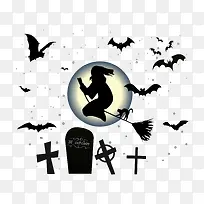 圣诞节女巫蝙蝠矢量-空若网 圣诞节女巫蝙蝠矢量-空若网