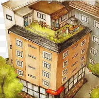 天台风景插画-空若网 天台风景插画-空若网