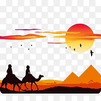 矢量夕阳西下素材-空若网 矢量夕阳西下素材-空若网