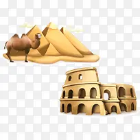 骆驼城堡沙漠PNG矢量素材-空若网 骆驼城堡沙漠PNG矢量素材-空若网