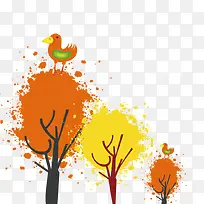 手绘橙色树-空若网 手绘橙色树-空若网