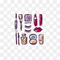 手绘化妆品矢量元素-空若网 手绘化妆品矢量元素-空若网