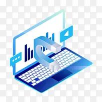 2.5D商务蓝色笔记本数据插画-空若网 2.5D商务蓝色笔记本数据插画-空若网
