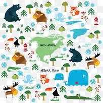 卡通美洲动物与植物-空若网 卡通美洲动物与植物-空若网