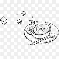 手绘生活咖啡杯子勺子白糖-空若网 手绘生活咖啡杯子勺子白糖-空若网