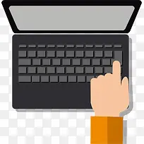 矢量卡通手指点击笔记本电脑-空若网 矢量卡通手指点击笔记本电脑-空若网