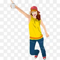 手举杯子的时尚女孩矢量素材-空若网 手举杯子的时尚女孩矢量素材-空若网