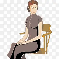 矢量对襟装东方时尚女性-空若网 矢量对襟装东方时尚女性-空若网