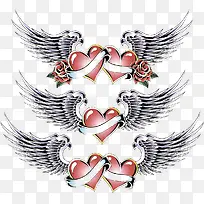 爱心翅膀纹身图案设计-空若网 爱心翅膀纹身图案设计-空若网