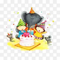 卡通手绘生日插画-空若网 卡通手绘生日插画-空若网