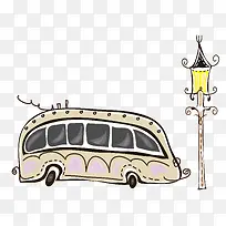 矢量公车路灯素材-空若网 矢量公车路灯素材-空若网