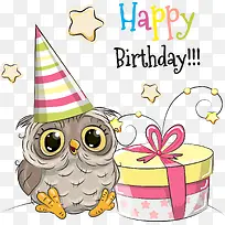 矢量猫头鹰过生日-空若网 矢量猫头鹰过生日-空若网
