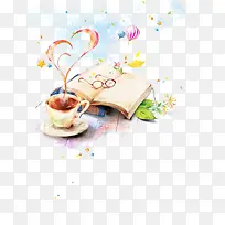 创意插画书本杯子效果-空若网 创意插画书本杯子效果-空若网