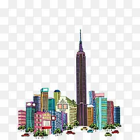 手绘高楼大厦-空若网 手绘高楼大厦-空若网