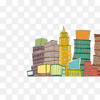 手绘多彩的建筑-空若网 手绘多彩的建筑-空若网