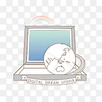 手绘电脑显示器-空若网 手绘电脑显示器-空若网