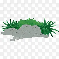 卡通石头小草素材-空若网 卡通石头小草素材-空若网
