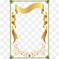 金色丝带绿色宝石边框-空若网 金色丝带绿色宝石边框-空若网