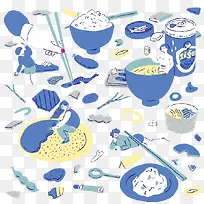 卡通米饭食物元素-空若网 卡通米饭食物元素-空若网