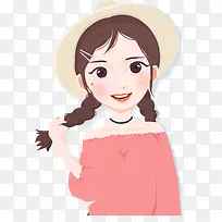 手绘可爱麻花辫女生-空若网 手绘可爱麻花辫女生-空若网