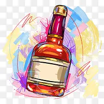 手绘水彩酒瓶-空若网 手绘水彩酒瓶-空若网
