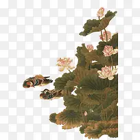 荷塘水鸭创意手绘-空若网 荷塘水鸭创意手绘-空若网