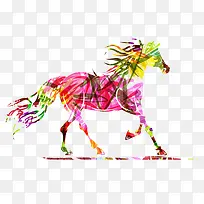 彩色半透明水彩奔马素材-空若网 彩色半透明水彩奔马素材-空若网