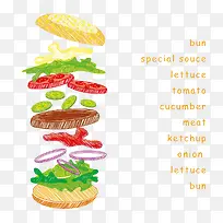 手绘蔬菜与面包-空若网 手绘蔬菜与面包-空若网