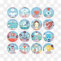 精美医疗圆形按钮图标矢量素材-空若网 精美医疗圆形按钮图标矢量素材-空若网