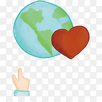手绘爱心地球-空若网 手绘爱心地球-空若网