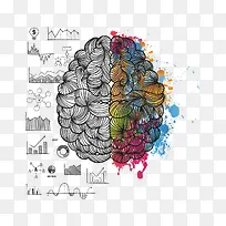 矢量水彩大脑-空若网 矢量水彩大脑-空若网