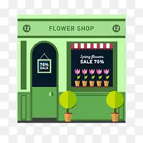 扁平化花店设计矢量素材-空若网 扁平化花店设计矢量素材-空若网