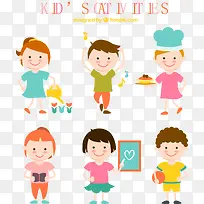 6款可爱儿童设计矢量素材-空若网 6款可爱儿童设计矢量素材-空若网