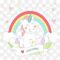 卡通白色独角兽矢量素材-空若网 卡通白色独角兽矢量素材-空若网