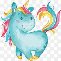 矢量手绘蓝色独角兽素材-空若网 矢量手绘蓝色独角兽素材-空若网
