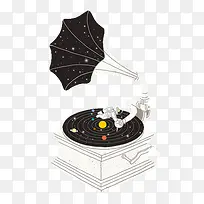 太空艺术留声机创意图案-空若网 太空艺术留声机创意图案-空若网