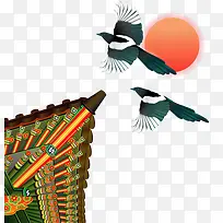 矢量节日贺卡飞鸟-空若网 矢量节日贺卡飞鸟-空若网