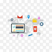 矢量扁平化电脑网络素材-空若网 矢量扁平化电脑网络素材-空若网