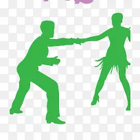 绿色双人拉丁舞矢量素材-空若网 绿色双人拉丁舞矢量素材-空若网